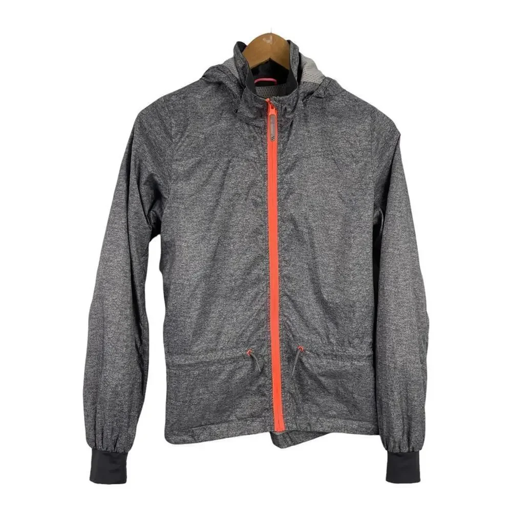 H&M Kids Sport Lightweight Windbreaker Gray Jacket Full Zip Cinched Back 12-13Y